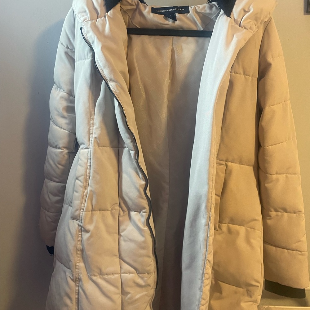 French Connection Water Repellent Cream Puffer Jacket